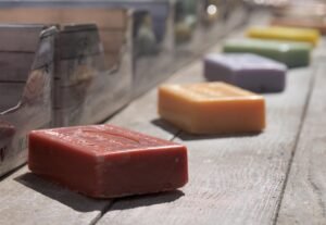 oil-1 soap, multicoloured, soap piece, market, sales booth, market stall, multicolored, scented, was standing, soap, soap, soap, soap, soap